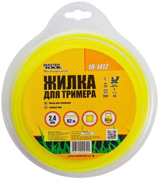 Леска для триммера Mastertool - 2,4 мм x 82 м квадрат 000077822 фото