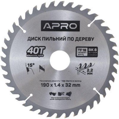 Диск пильний Apro - 190 x 32 мм x 40T 000071843 фото