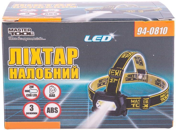 Фонарь налобный Mastertool - 1LED x 3 Вт x 3 режима 000075224 фото