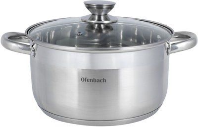 Каструля Ofenbach 24 см 6 л з кришкою з нержавіючої сталі з 5-шаровим дном для індукції та газу KM-100514 100514 фото
