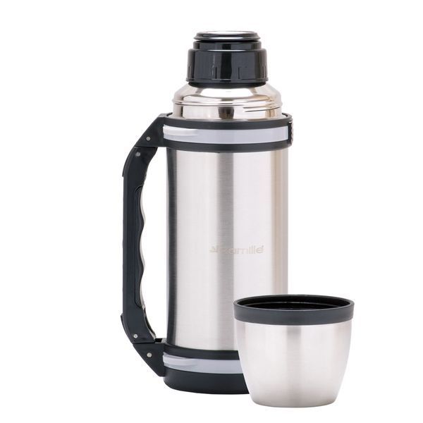 Термос Kamille 1500ml. з нержавіючої сталі з ручкою і ремінцем KM-2091 2091 фото