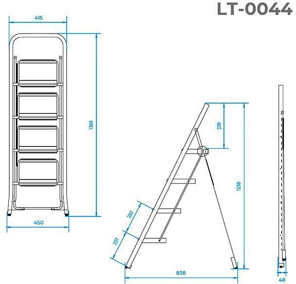 Драбина Intertool - 1238 мм х 4 ступені 300 х 200 мм 000017543 фото