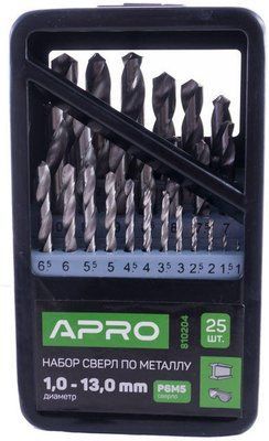 Набір свердел по металу Apro - 25 шт. (1-13 мм) 000064023 фото